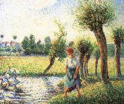Camille Pissarro Ludas bank on women oil painting reproduction